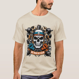 Hardcore Gym Schedel Bodybuilding Motivatie Design T-shirt