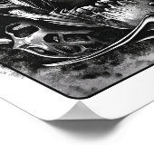 Hardcore King Spelen Kaart Zwart-wit Poster" Poster (Hoek)