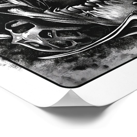 Hardcore King Spelen Kaart Zwart-wit Poster" Poster (Hoek)