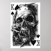 Hardcore King Spelen Kaart Zwart-wit Poster" Poster (Voorkant)