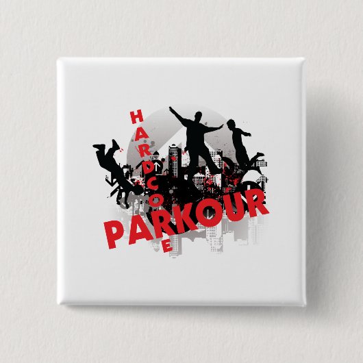 Hardcore Parkour Grunge City Vierkante Button 5,1 Cm (Voorkant)