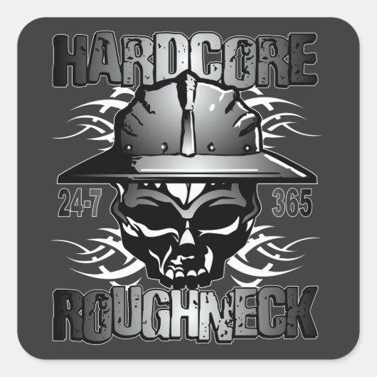 HARDCORE ROUGHNECK VIERKANTE STICKER (Voorkant)