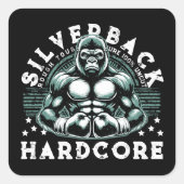 HARDCORE SILVERBACK GORILLA VIERKANTE STICKER (Voorkant)