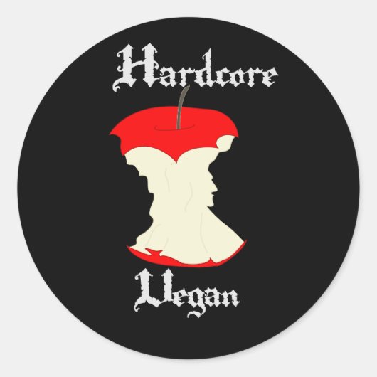 Hardcore Vegan Apple Design Ronde Sticker (Voorkant)