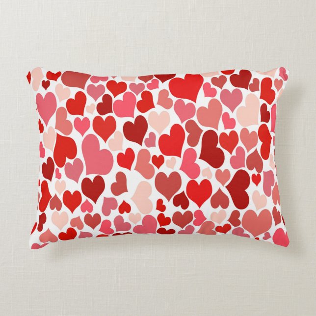 Harde afdrukken Rood en Roze Accent Kussen (Voorkant)
