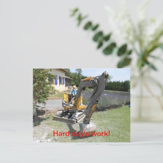 Harde arbeid - Teddy beer op digger Briefkaart (Staand voorkant)