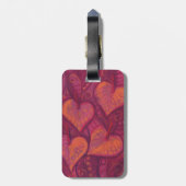 Harde bloemen, bloemharten, roze, rood en oranje bagagelabel (Achterkant verticaal)