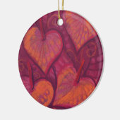 Harde bloemen, bloemharten, roze, rood en oranje keramisch ornament (Links)