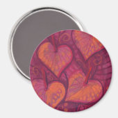 Harde bloemen, bloemharten, roze, rood en oranje magneet (Voorkant / Achterkant)