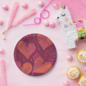 Harde bloemen, bloemharten, roze, rood en oranje papieren bordje (Feest)