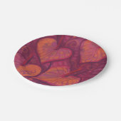 Harde bloemen, bloemharten, roze, rood en oranje papieren bordje (Gekanteld)
