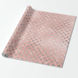 Harde Confetti Sparkly Sequin Silver Pink Rose Cadeaupapier