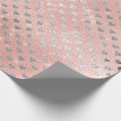Harde Confetti Sparkly Sequin Silver Pink Rose Cadeaupapier (Hoek)