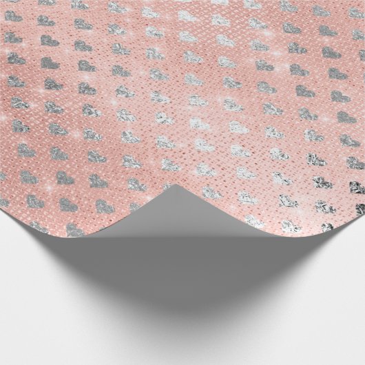 Harde Confetti Sparkly Sequin Silver Pink Rose Cadeaupapier (Hoek)