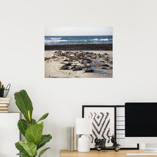 Harde dag in het surf poster (Thuiskantoor)