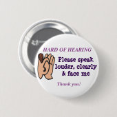 Harde gehoorbadge ronde button 5,7 cm (Voorkant /achterkant)