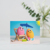 Harde gekookte eieren op het strand feestdagenkaart (Staand voorkant)