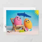 Harde gekookte eieren op het strand feestdagenkaart (Voorkant / Achterkant)
