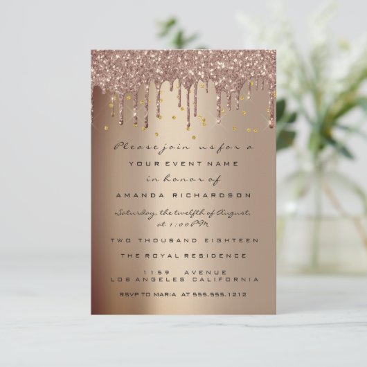 Harde glitter Strijdt Roos Moederdag Tea Party Kaart (Staand voorkant)