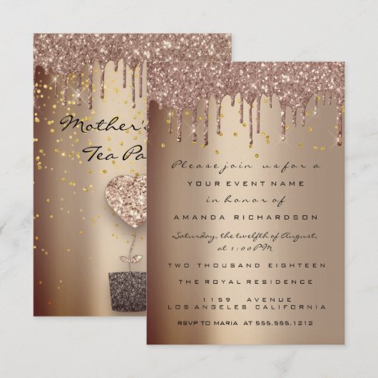 Harde glitter Strijdt Roos Moederdag Tea Party Kaart (Voorkant / Achterkant)