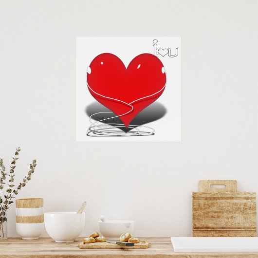 Harde hartslag met tekst "I ・ U" Poster (Keuken)