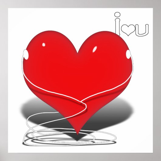 Harde hartslag met tekst "I ・ U" Poster (Voorkant)