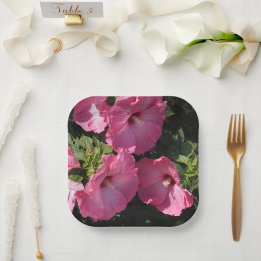 Harde Hibiscus Papieren Bordje (Huwelijk)
