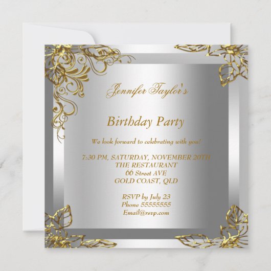 Harde hiel Silver Gold-feestdag Kaart (Achterkant)