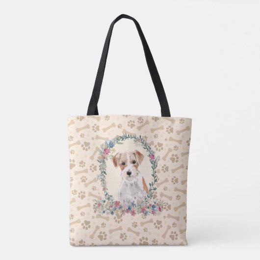 Harde hoofdtelefoon: Russell Dog Paw Print & Dog B Tote Bag (Achterkant)