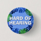 Harde hoorzitting Blauwe Tropische Monstera Blader Ronde Button 3,2 Cm (Voorkant)