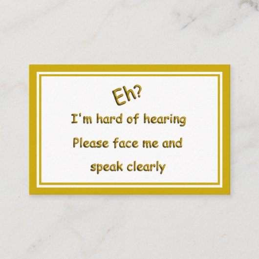 Harde hoorzitting met contactgegevens visitekaartje (Voorkant)