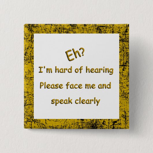 Harde hoorzitting vierkante button 5,1 cm (Voorkant)