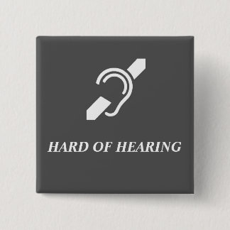 Harde hoorzitting wit op grijs vierkante button 5,1 cm