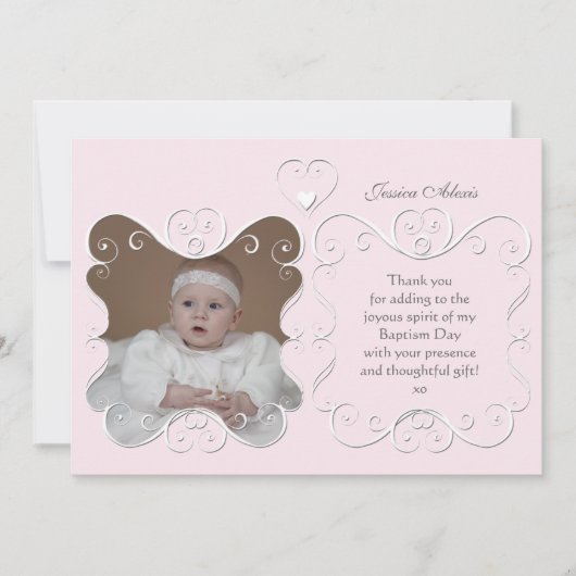 Harde inschrijving Foto Hartelijk dank Roze Bedankkaart (Voorkant)