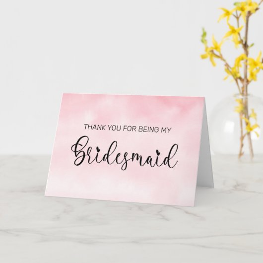 Harde kalligrafie Bridesmaid Dank je Kaart (Gele Bloem)