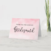 Harde kalligrafie Bridesmaid Dank je Kaart (Voorkant)
