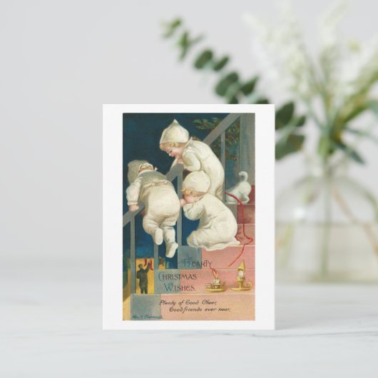 Harde kerstwens Kind die kaartje zoekt Feestdagenkaart (Staand voorkant)