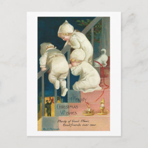 Harde kerstwens Kind die kaartje zoekt Feestdagenkaart