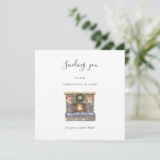 Harde kerstwens voor Fireplace baas/medearbeider Feestdagenkaart (Staand voorkant)
