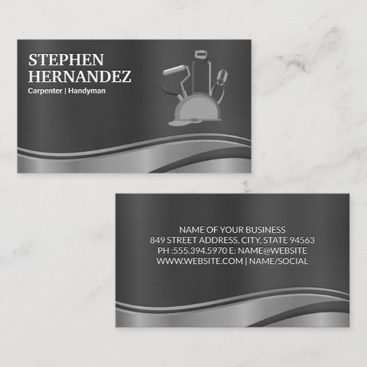 Harde kleding en gereedschap | Metaal Visitekaartje (Voorkant / Achterkant)