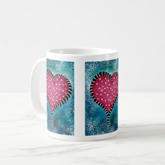 Harde koffie Mok Roze Blauw zwart (Voorkant links)