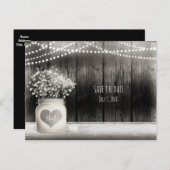 Harde Mason Jar & Baby's Grote Spaardatum Aankondigingskaart (Voorkant / Achterkant)