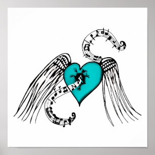 Harde muziek blauw poster