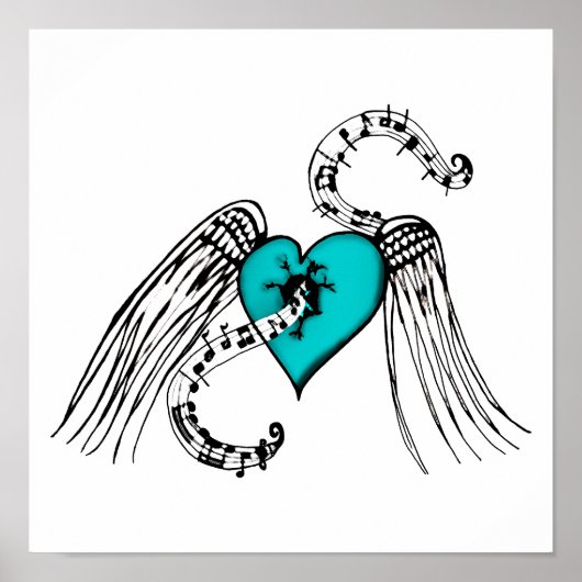 Harde muziek blauw poster (Voorkant)