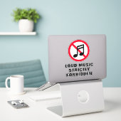 Harde muziek strikt verboden notitie teken vinyl sticker (Laptop op bureau)