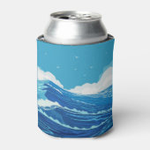 Harde oceaan, grote zeeen golven tekenen. blikjeskoeler (Blikje Voorkant)