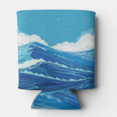 Harde oceaan, grote zeeen golven tekenen. blikjeskoeler (Achterkant)