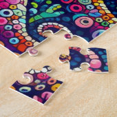 Harde octopus puzzel in levendige mozaïek stijl legpuzzel (Zijkant)