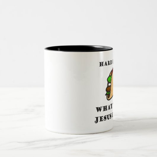 Harde of zachte Taco, wat zou Jezus kiezen? Tweekleurige Koffiemok (Center)