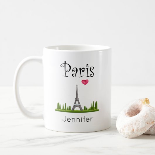 Harde Parijs met Eiffel Tower Custom Koffiemok (Met donut)